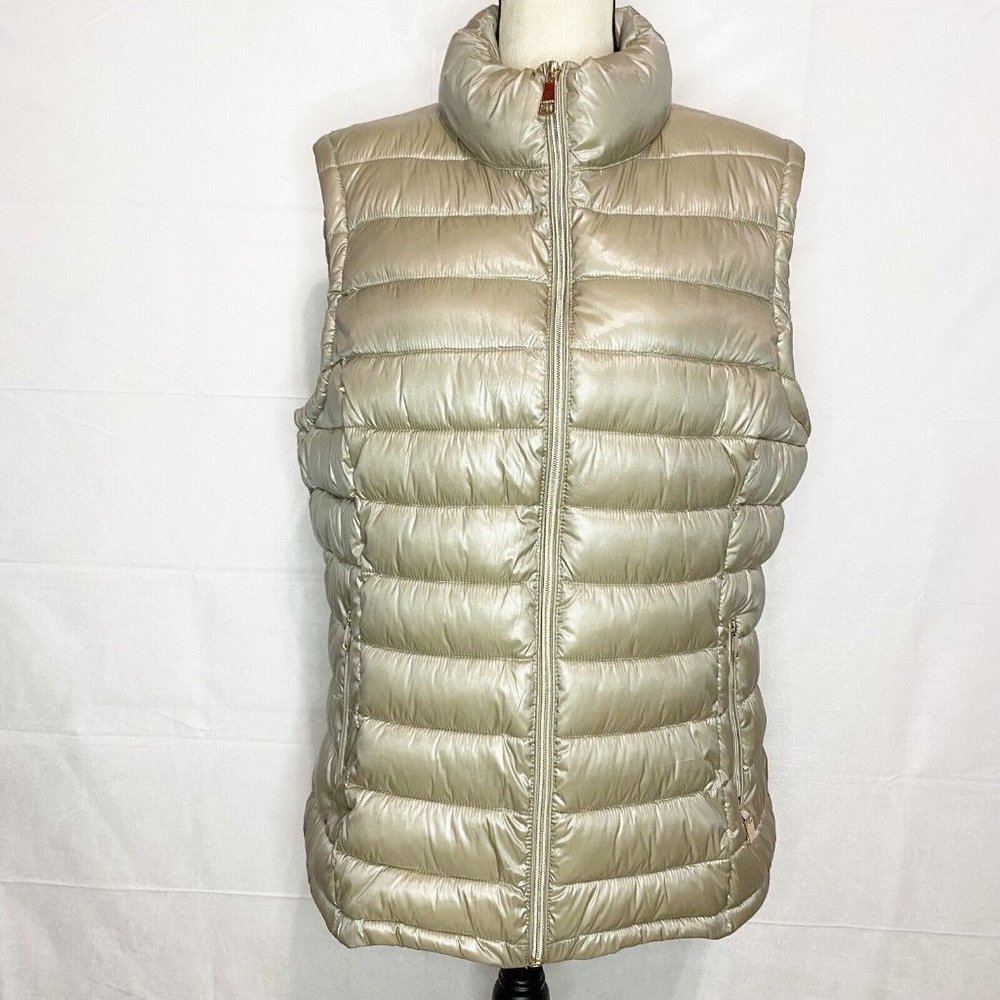 Calvin Klein Puffy Puffer Taupe Champagne Full Zip Vest XL
